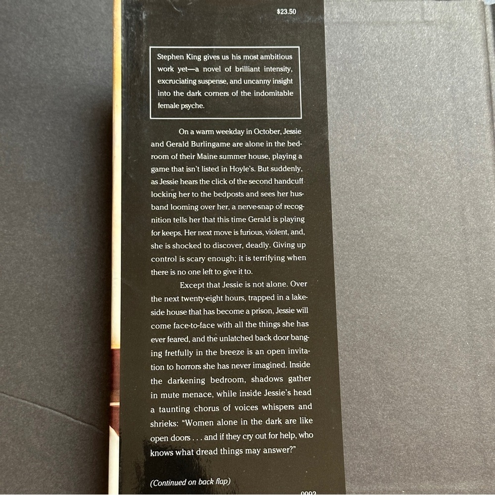 Gerald's Game by Stephen King (1st Edition) | Fiction, Horror | Hardcover Book - Picture 3 of 11